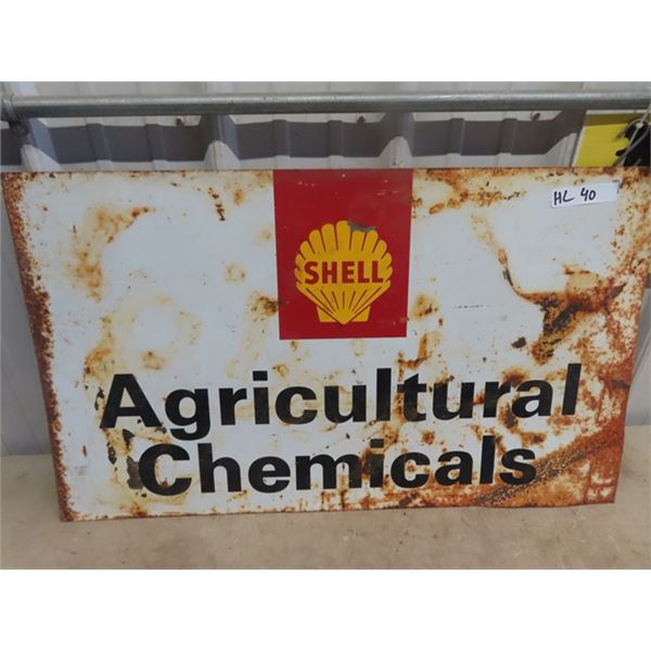 Metal Shell Agriculture Chemicals Sign 34" x 20"