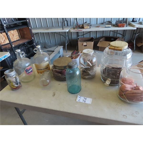 Store Cannisters, Jars, & Sealers , Bell, Colored Porc Lid