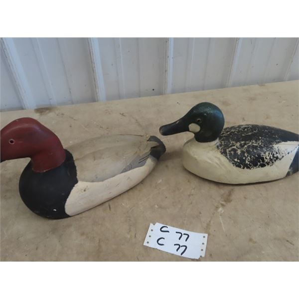 2 Wood Carved Duck Decoys - 1 Is Jim Esty