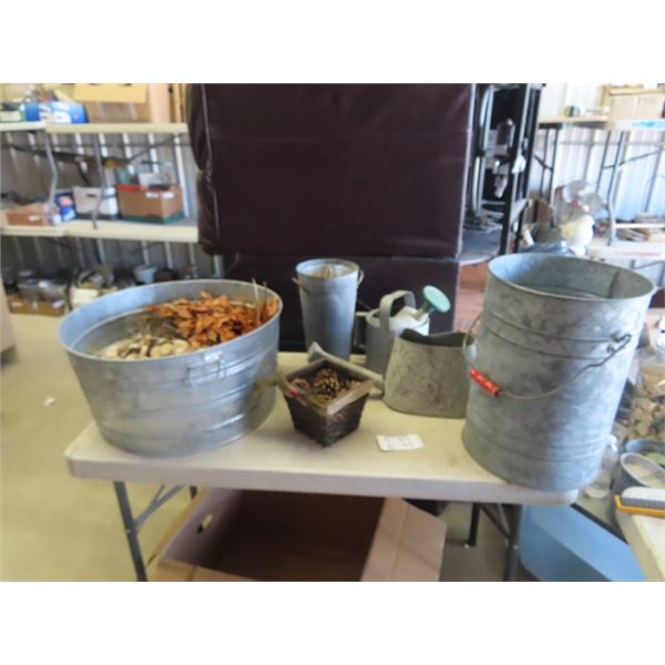 Galv Tuns, Watering Can & Decor