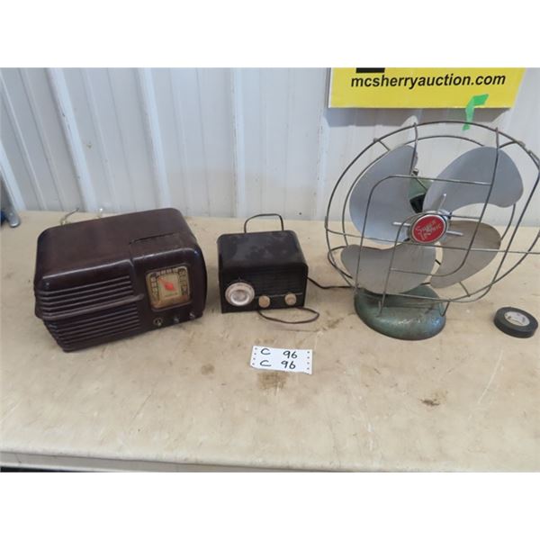 Motorola Battery Saver Radio, Blonfer Tongue Radio, Super Letric Fan - No Cord, Fan is 12"RD