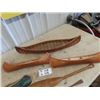 Image 2 : 3 Birch Canoe Displays, Canoe Coat Hook & 2 Paddles, Biggest Canoe is 26" L