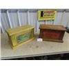 Image 1 : 2 Wood Chests w Advertising - Both are 11" x 19" x 9"