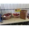 Image 1 : 3 Woven Baskets, 2 Full of Imitation Fruit & Vegs