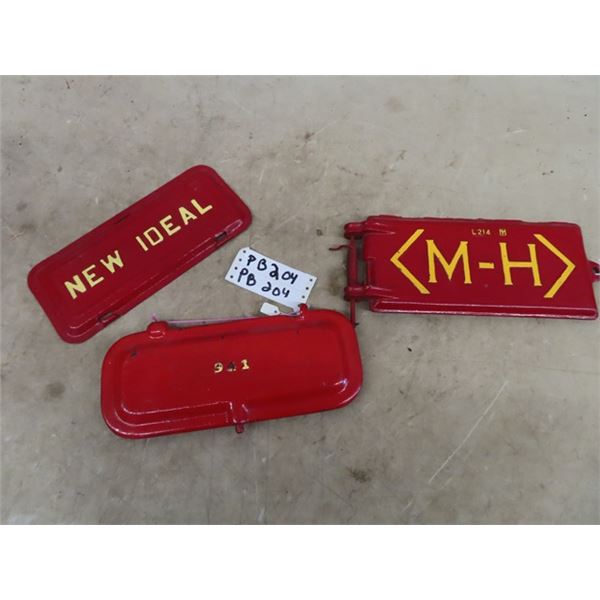 3 Metal Embossed Tool Box Lids, MH, New Ideal, 941