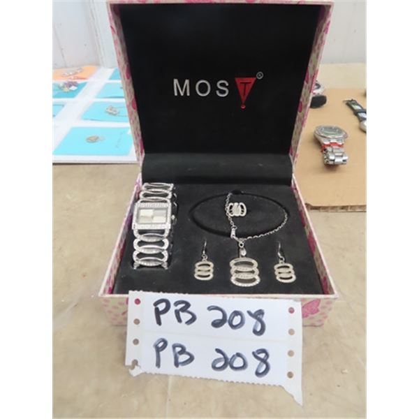 Gift Box Watch , Ring, Necklace & Earrings Set
