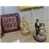 Image 2 : Mantle Clock, Coal Oil Lamp, Nice Figurine Bedroom Lamp, Metal Love Sign Okys