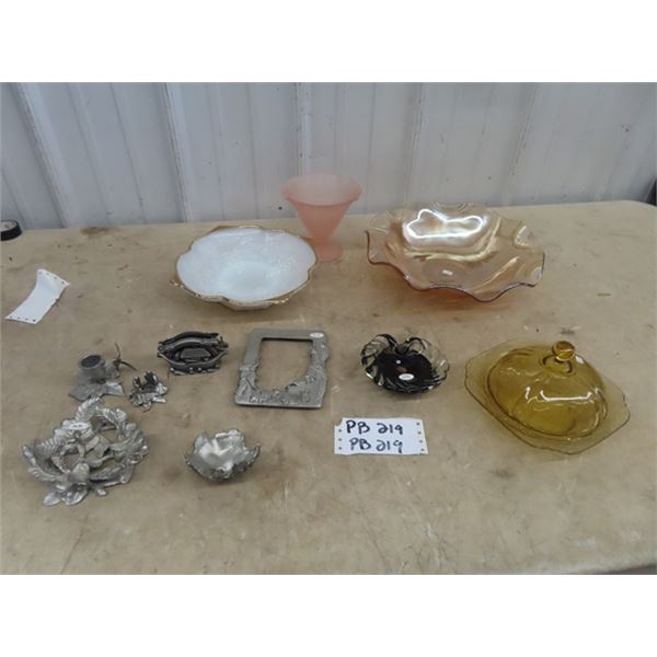 Carnival Berry Bowl, Depression Covered Butter Dish Plus More