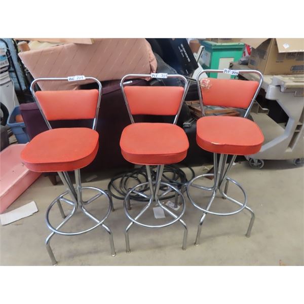 (MP) 3 Retro Swivel Bar Stool - 1 Has a Tear in The Upholstery