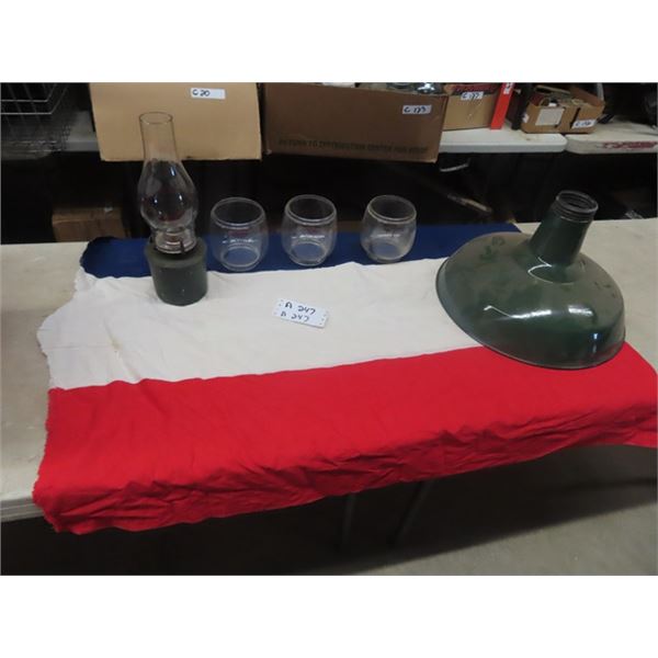 Porch Light Shade, CPR Coal Oil Lamp, 3 Lantern Glasses, Plus