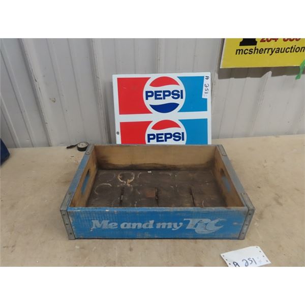 Metal Pepsi Sign 13" x 15"  & RC Pop Crate