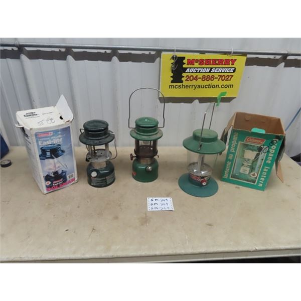 3 Coleman Lanterns 1) Mdl 335 1) Mdl 325 A  & Mdl 5419 A