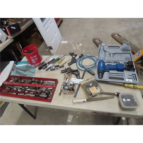 Mastercraft 8V Drill, Sockets, Wrenches, Odd & Ends Tools, Clamps, &  New Engine Heater