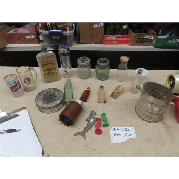 Sealers, Whiskey Bottles, Shark Bottle Opener, S & P Plus More