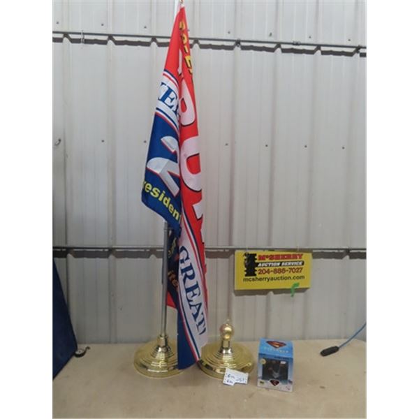 Trump Flag & Flag Stand & +Superman Display