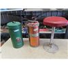 Image 1 : Copper Fire Extinguisher, Metal Milk Strainer Pail & Bar Stool