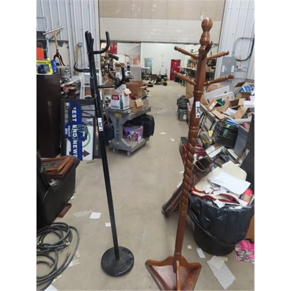 2 Coat Racks, One Metal , One is Wood