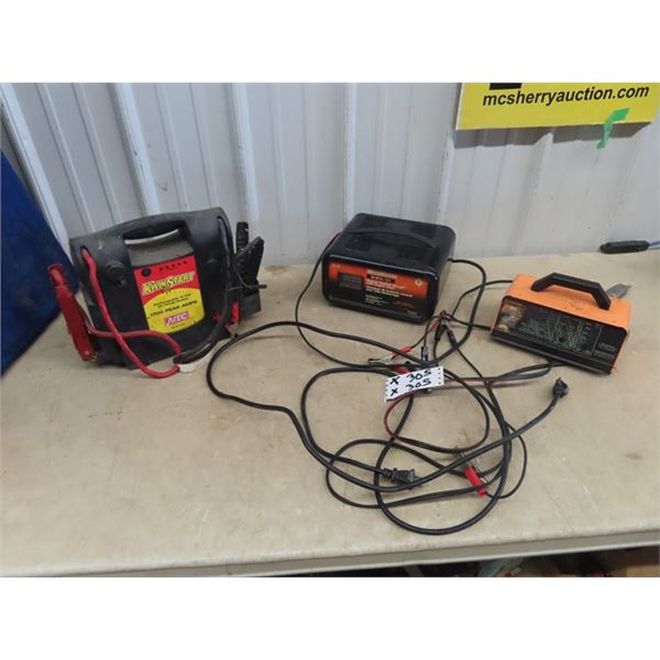 Moto Master Battery Charger w Engine Start, Kwik Start Booster Pak, & Eleminator Battery Charger