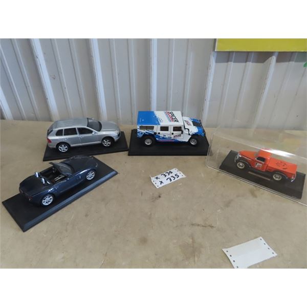 4 Toy Die Cast Vehicles- 1) 39 Pickup w Fram Adv , 1) Hummer w Spicer Adv & 2 Cars