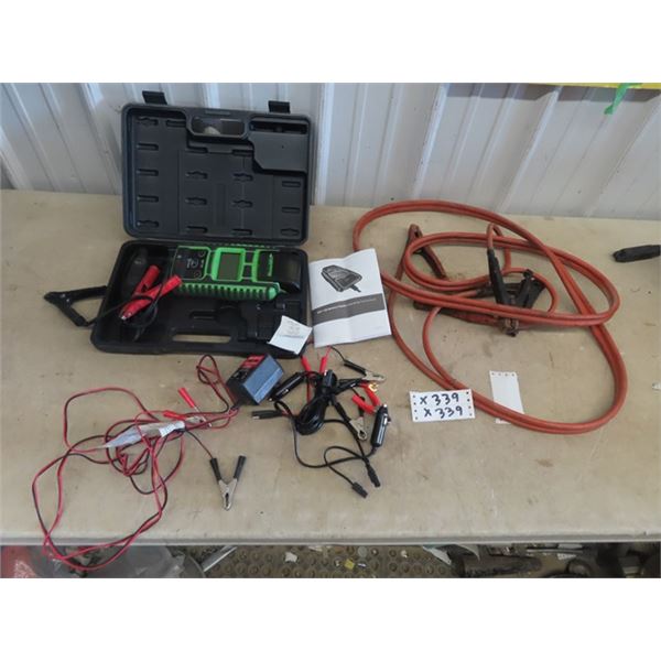 Bosch Battery Tester, Booster Cables, & 2 Trickle Chargers,