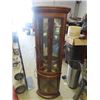 Image 1 : Corner Curved Glass Curio /China Cabinet w 4 Glass Shelves - Also Lights Up