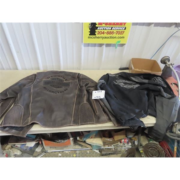 Harley Davidson Leather Jacket - Size Large & Harley Davidson Wind Breaker XL