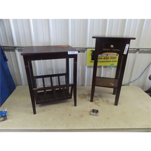 2 Stands - 1 W Drawer 28" x 14" x 12" & 1) w Magazine Rack on Bottom is 24" x 18.5" x 14"