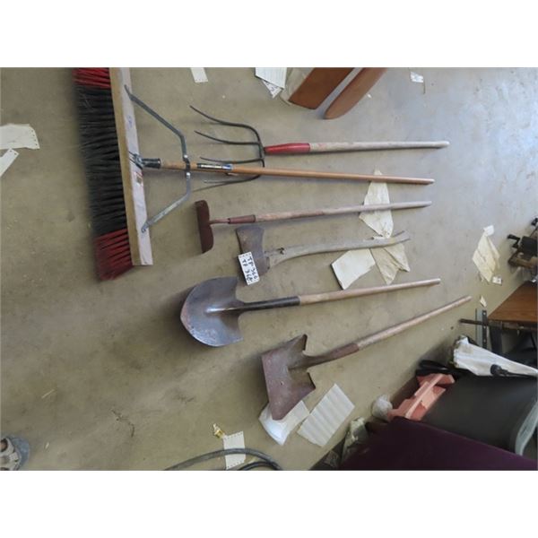 Axe, Shovel, Spade, Hoe, Fork & Push Broom