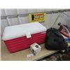 Image 1 : Camping Cooler, Blow Up Mattress, & 12 Volt Compressor