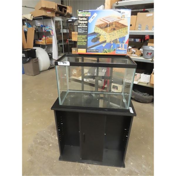 20 Gal Aquarium & Stand w  NewTurtle Paper Aquarium 17" x 24" x 12" , Stand 29" x 29" x 14"