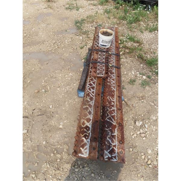 3 PC - 180" Of Grader Blade Edging & Pail of Cutting Edge