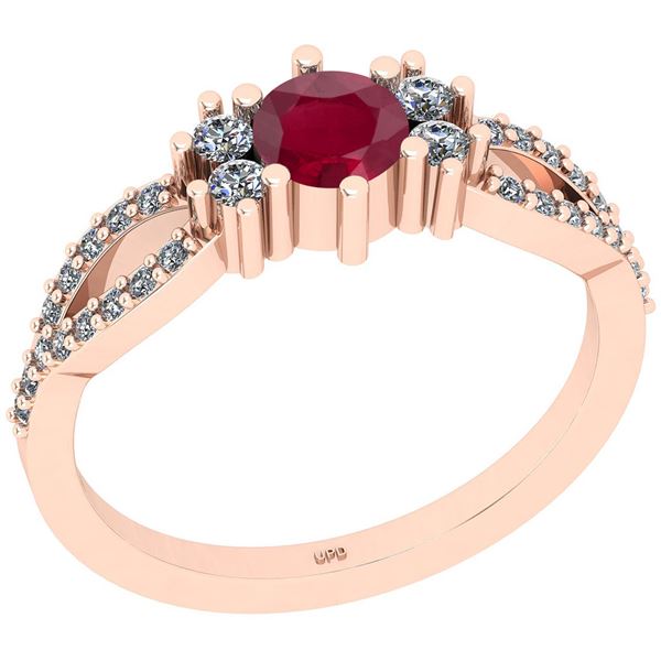 Certified 0.79 Ctw SI2/I1 Ruby And Diamond 14K Rose Gol