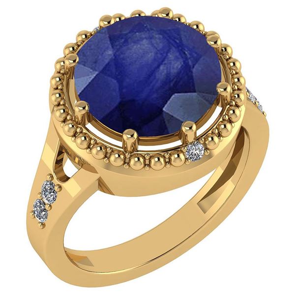 Certified 3.65 Ctw Blue Sapphire And Diamond VS/SI1 Hal