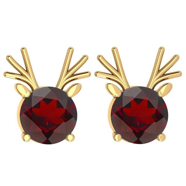 Certified 12.00 Ctw Garnet Stud Earrings 14K Gold Yello