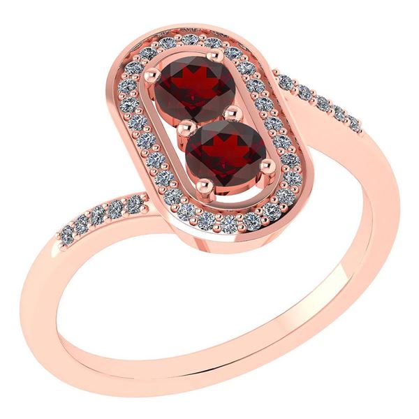 Certified 0.68 Ctw Garnet And Diamond 14k Rose Gold Hal