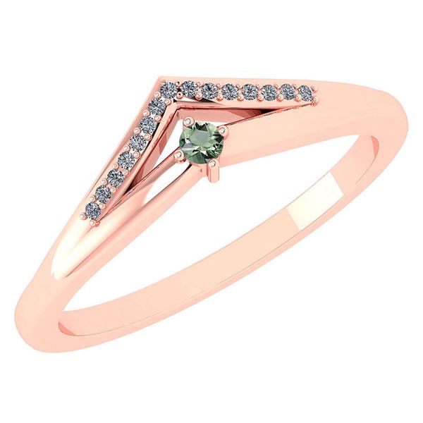 Certified 0.07 Ctw Green Amethyst And Diamond 14k Rose