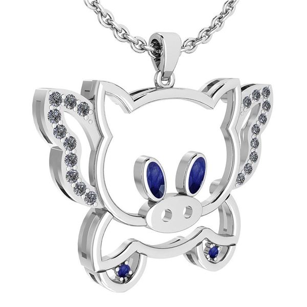 Certified 0.28 Ctw Blue Sapphire And Diamond VS/SI1 Chi