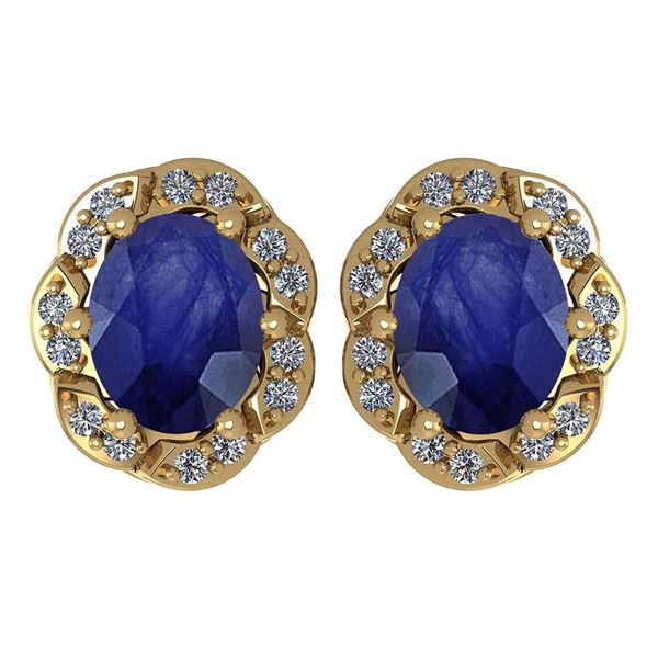 Certified 0.88 Ctw Blue Sapphire And Diamond 14K Yellow