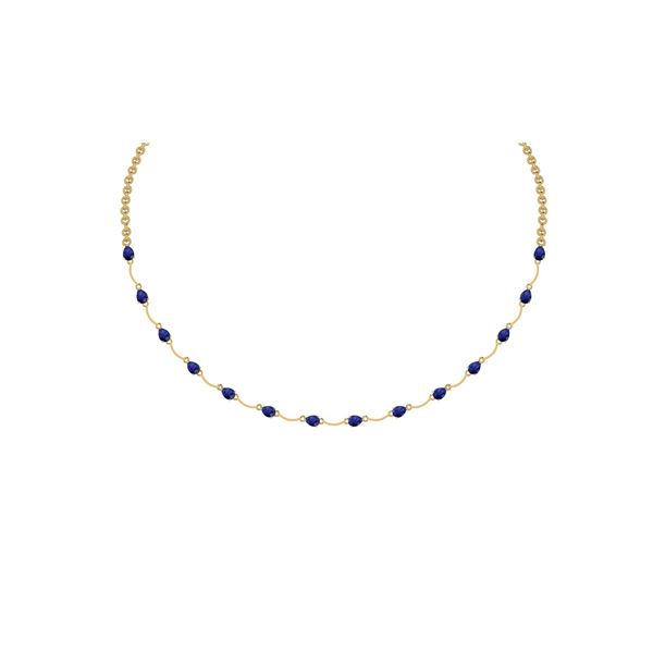 Certified 10.05 Ctw Blue Sapphire Necklace 14K Yellow G