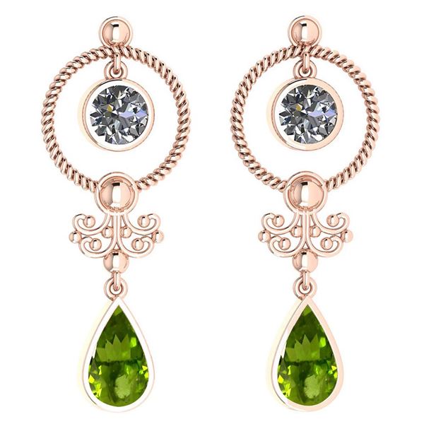 Certified 5.18 Ctw Peridot And Diamond SI2/I1 Dangling