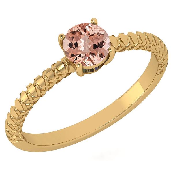 Certified 0.45 Ctw Morganite Solitaire Ring with Filigr