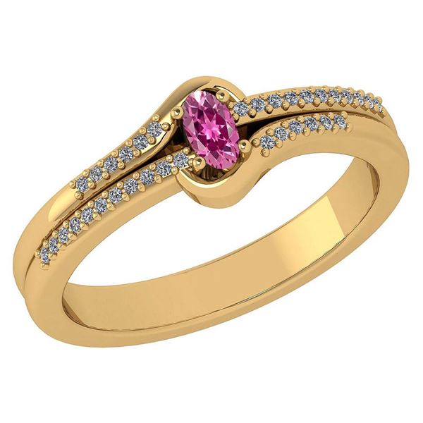 Certified 0.29 Ctw Pink Tourmaline And Diamond 14k Yell