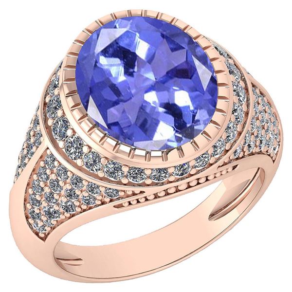 Certified 6.18 Ctw Tanzanite And Diamond VS/SI1 Halo Ri