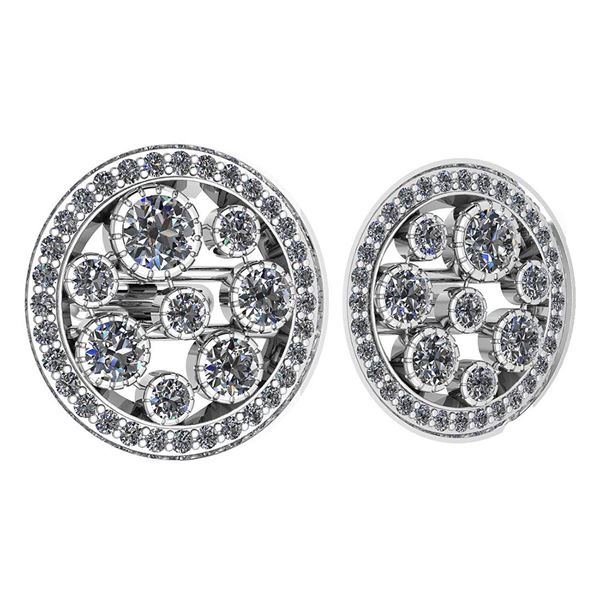 Certified 3.04 Ctw Diamond VS/SI1 18K White Gold Cuffli