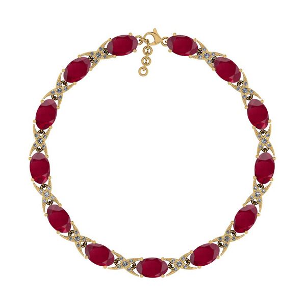 Certified 16.80 Ctw I2/I3 Ruby And Diamond 14K Yellow G