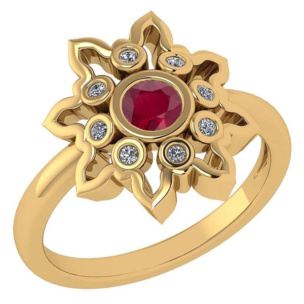 Certified 0.32 Ctw Ruby And Diamond 14k Yellow Gold Rin