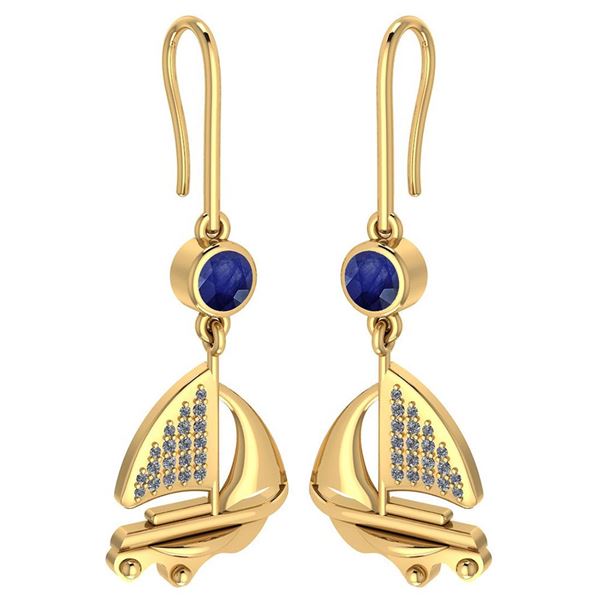 Certified 0.63 Ctw Blue Sapphire And Diamond VS/SI1 Shi