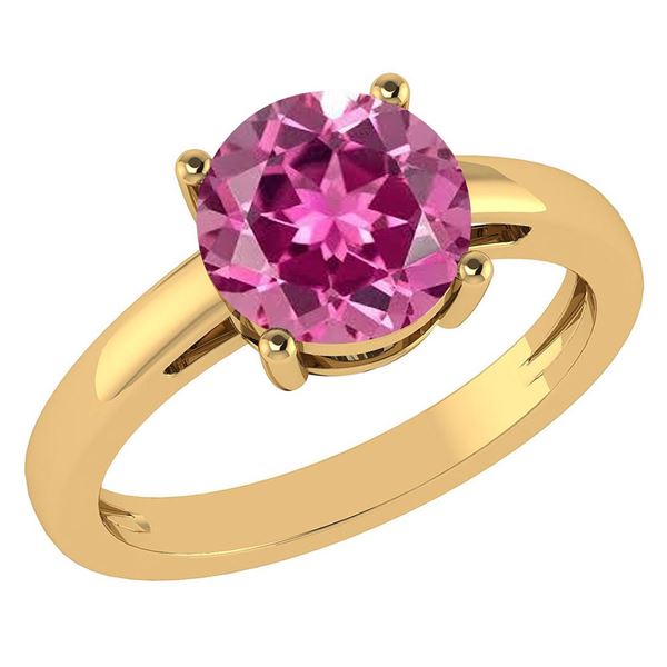 Certified 2.00Ctw Genuine Pink Tourmaline 14k Yellow Go