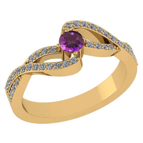 Certified 0.61 CTW Amethyst And Diamond 14k Yellow Gold