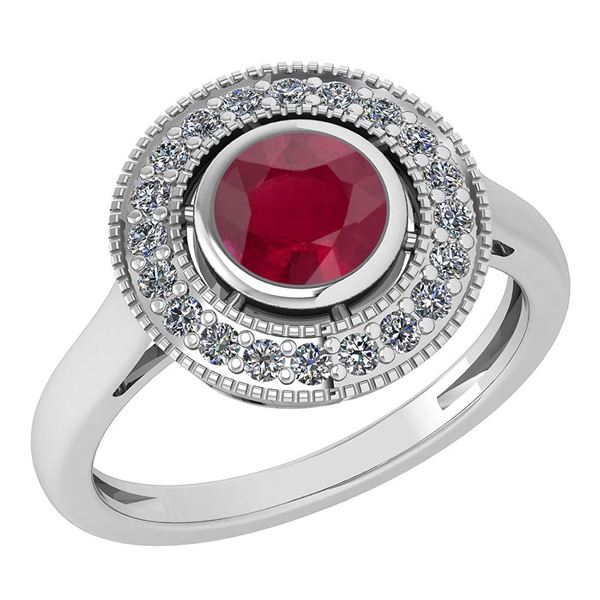 Certified 1.12 Ctw Ruby And Diamond Wedding/Engagement